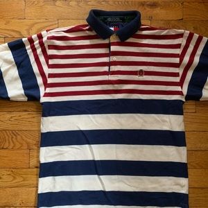 Striped Tommy Hilfiger Polo Shirt Red Blue & White